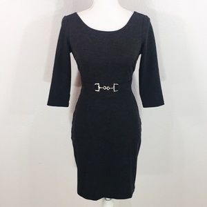 WHBM gray attached belt sheath dress